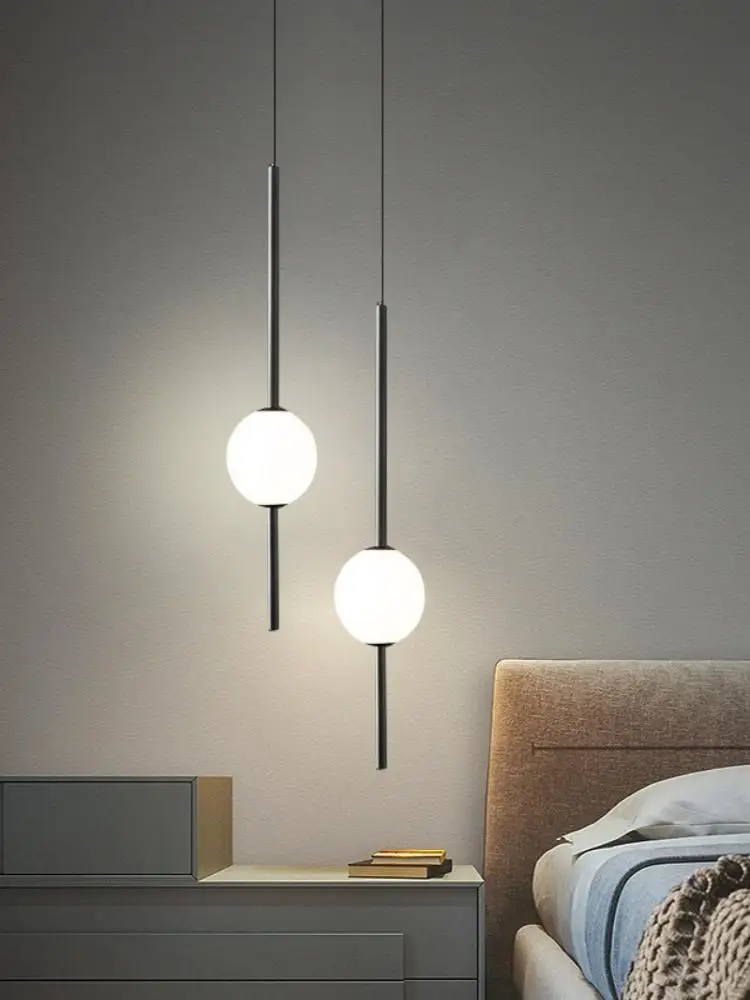 Nowoczesne oświetlenie do wnętrz, lampy dekoracyjne, nordycki szklany żyrandol LED, lampa wisząca do sypialni, lampka nocna. — 2