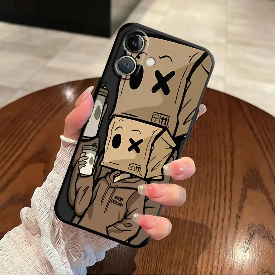 حافظة لهاتف آيفون 17Air SE 7 8 17 16 Pro Max 14 13 Mini 11 15 Plus X XS XR 12 نمط رجل ورق كرتوني