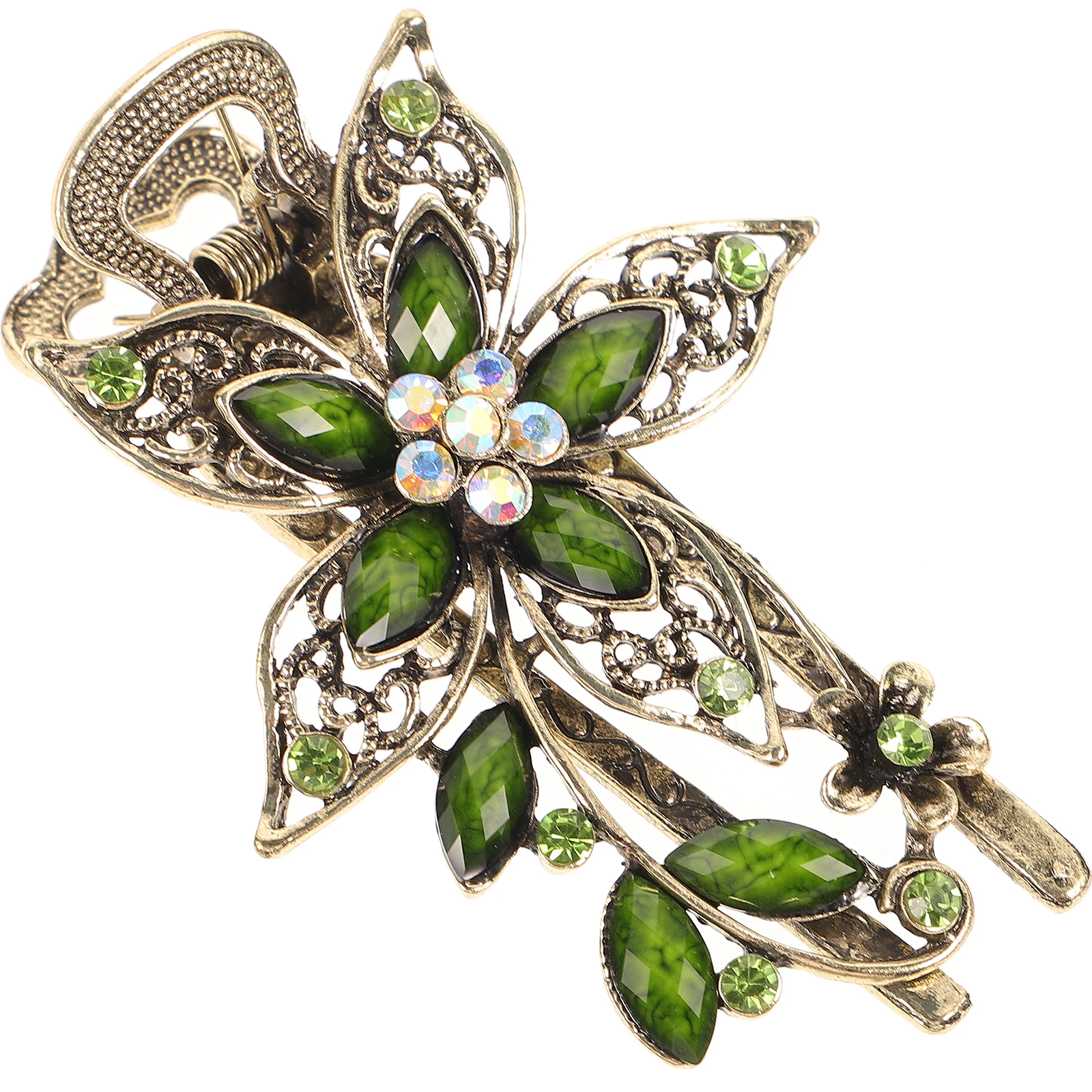 

Petal Hair Clip Decorative Accessories for Girls Women Crystal Bridesmaid Floral Green Vintage Barrette Hairpin