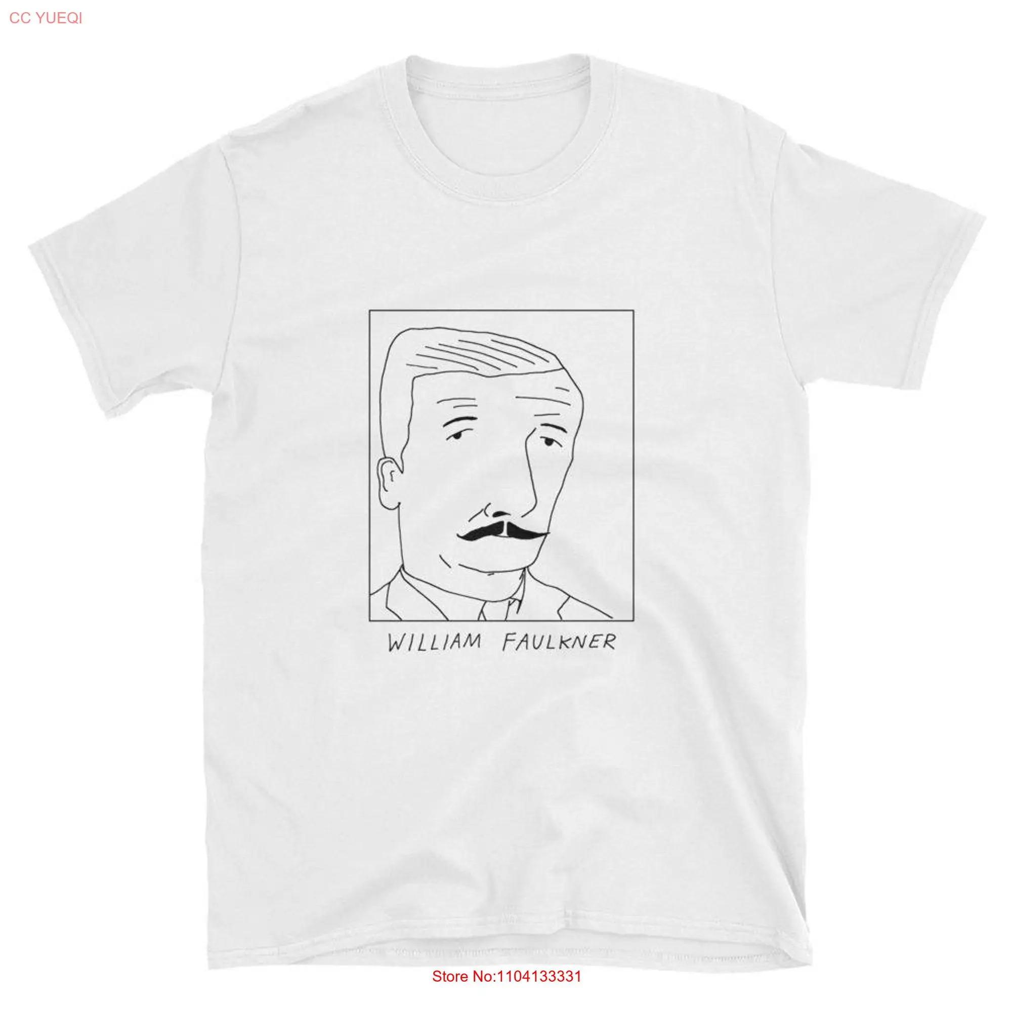 Badly Drawn Authors William Faulkner T Shirt FREE Worldwide Delivery long or short sleeves