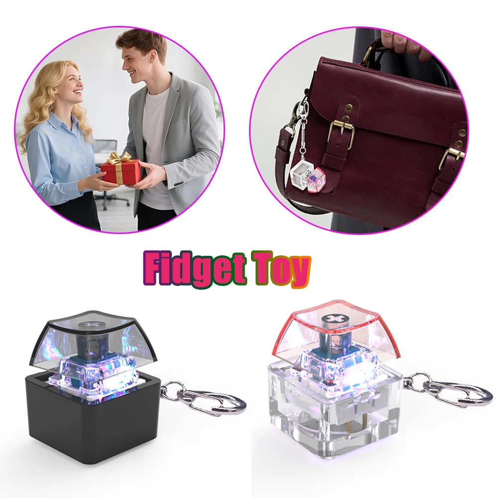 

Personalized Key Ring Light Up Mechanical Keyboard Switch Tester Keycap Fidget Toy Keychain Pendant Stress Relief Tactile Switch