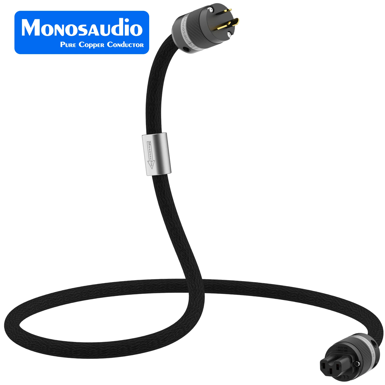 Monosaudio P903 OCC Copper Schuko Power Cord Cable HIFI Extension Power Cable With E100+F100 Power EU/US Connector