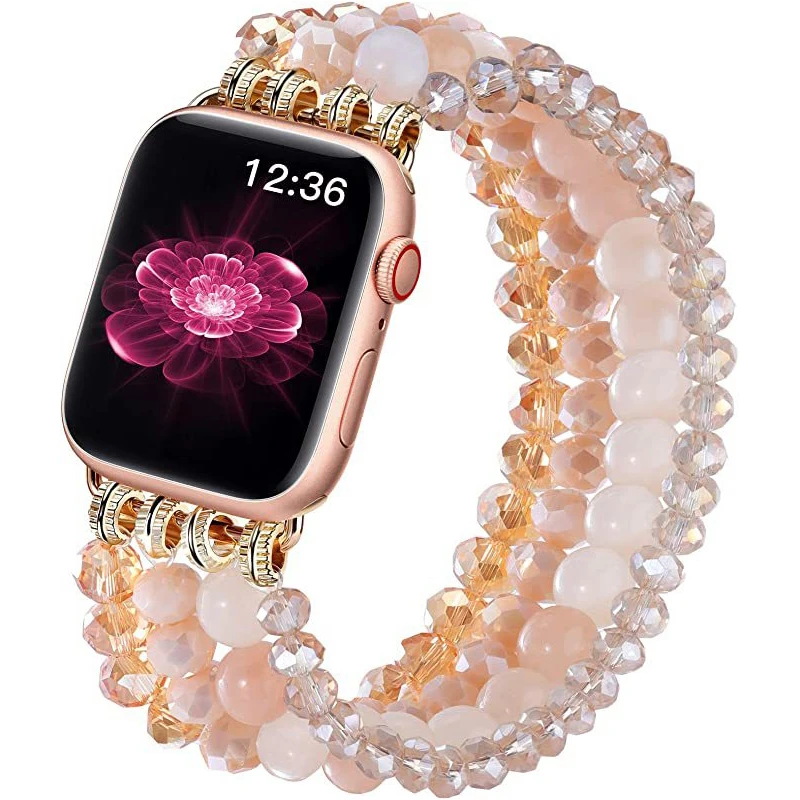 Luxury Women Crystal bead Strap For Apple Watch Band Series 8 7 6 SE 5 4 3 For iWatch 41mm 42 38 40 44 45mm Ultra 49mm Gem strap