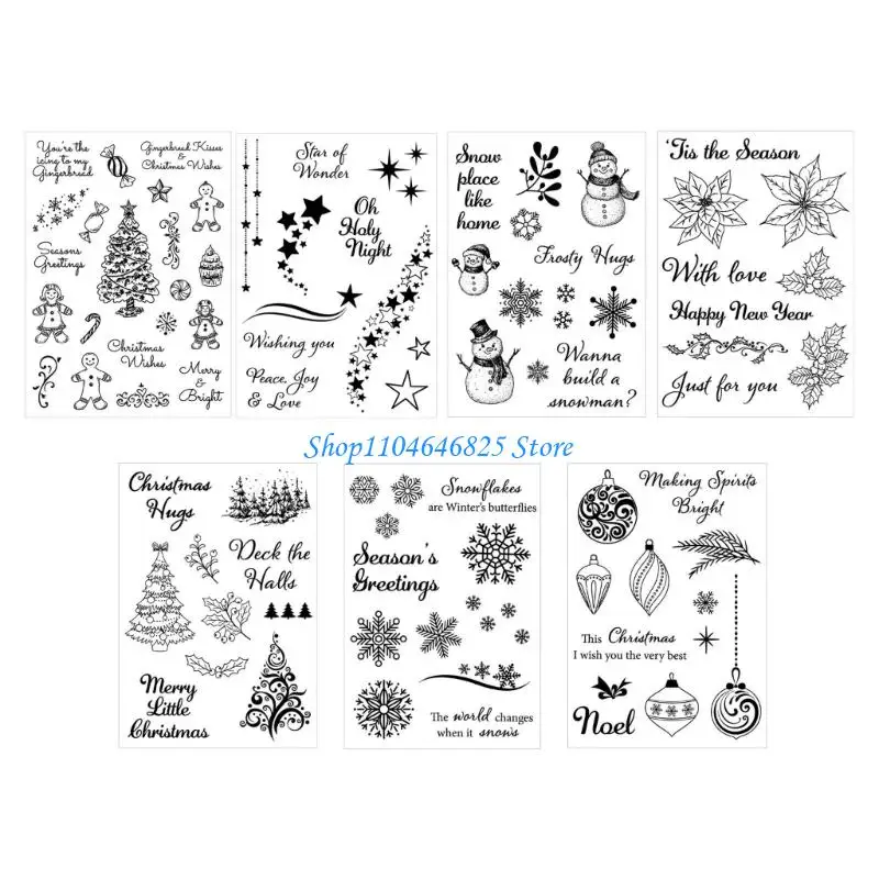 7Pcs Christmas Clear Silicone Stamper for Card Making Scrapbooking Stamping Tool