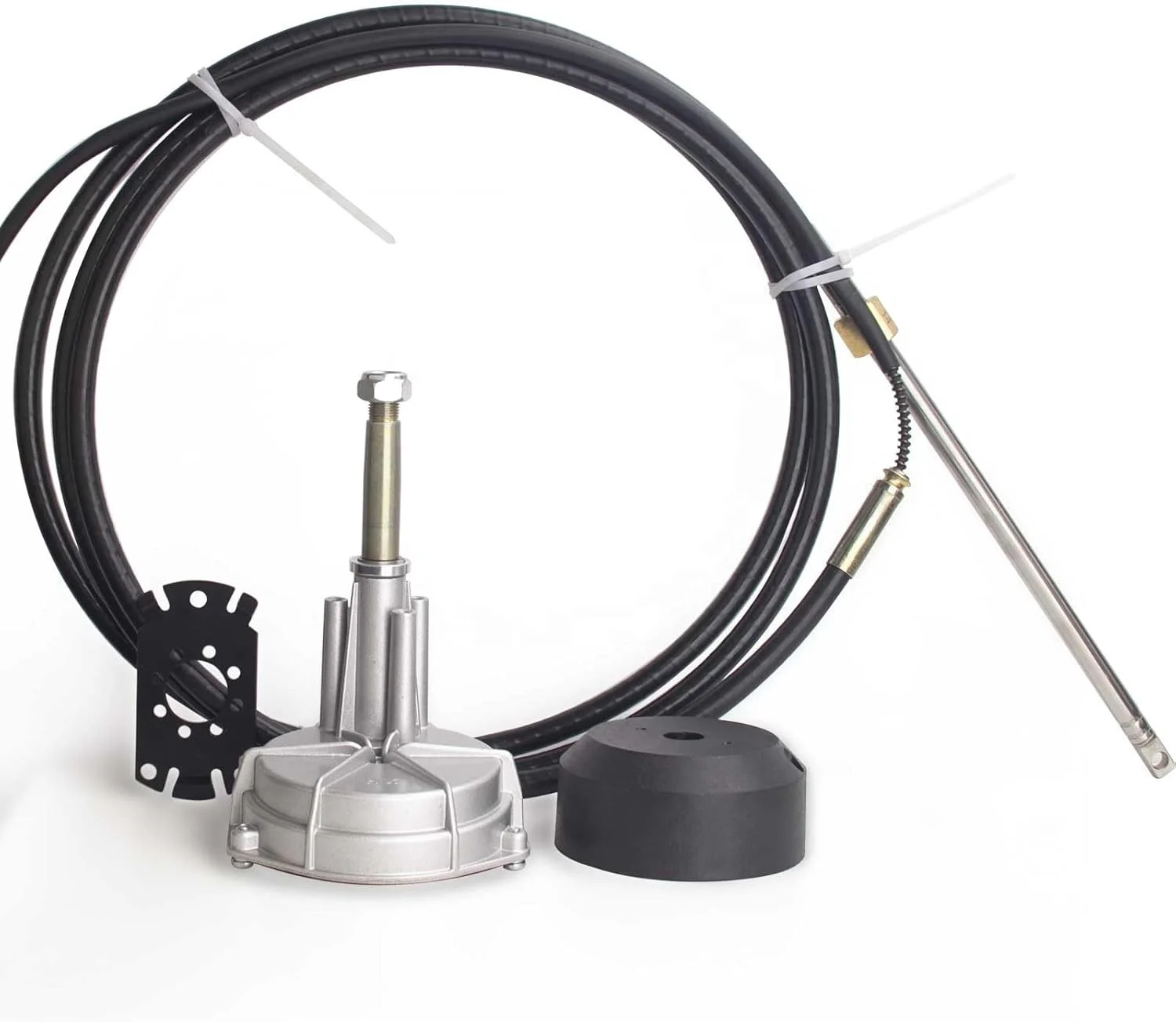 5-50 Feet Marine Engine Turbine Rotary Steering System Boat Mechanical Cable & Wheel With 90 Degree Bearing Bezel Kit 14FT