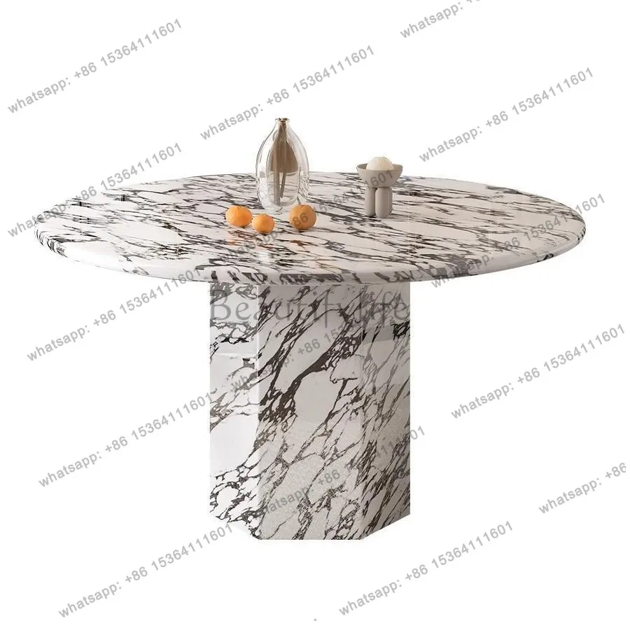 YJ marble dining table household light luxury high-end round dining table restaurant retro