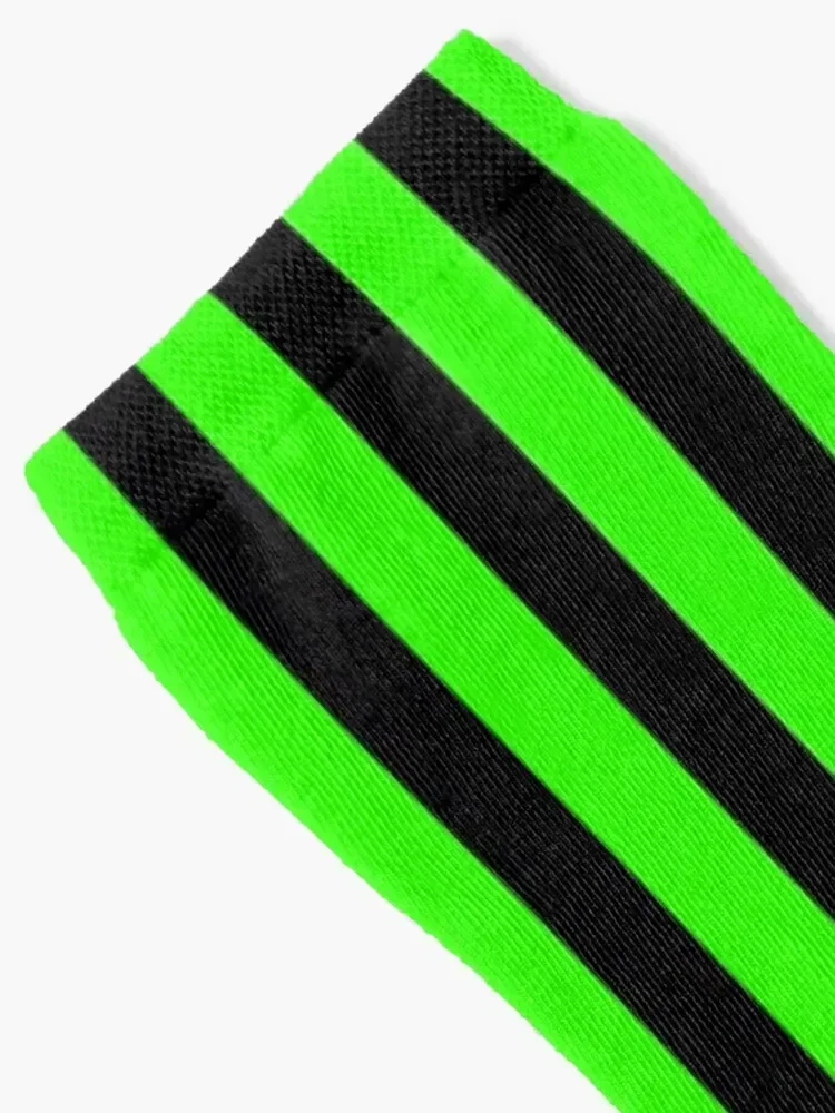 Neon Green and Black Vertical Stripes Socks funny gifts golf Designer Man Socks Women's