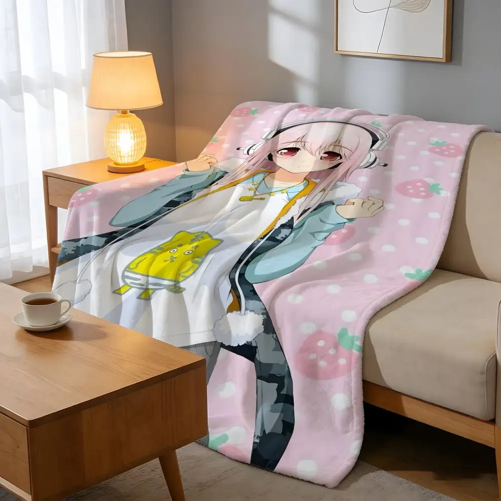 Throw High-Density Short Plush Blanket For Sofa Nap Air-Conditioned Room Skin-Friendly Cute Sexy Anime Characters SUPER SONICO - view 2