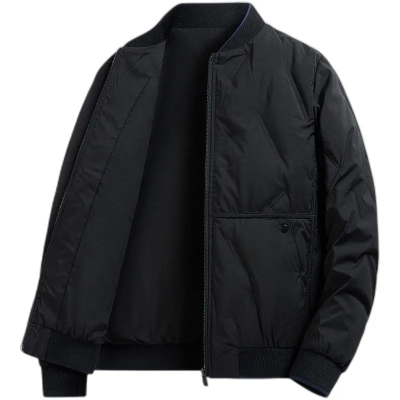 Men Lightweight Duck Down Jacket Stand Collar Short Puffer Coat Warm Slim Casual Winter Down Jacket Zip Up Outerwear