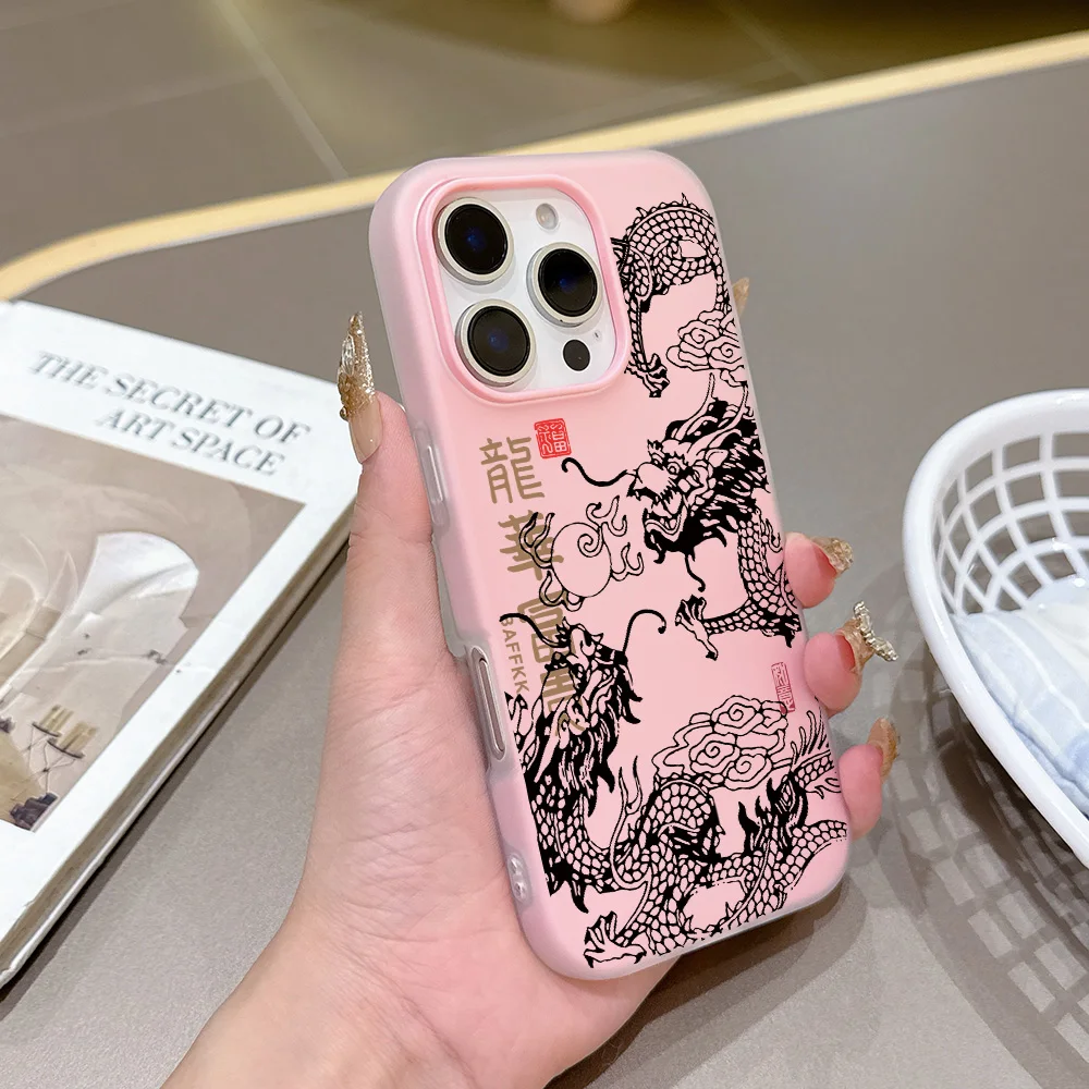 Art Chinese Dragon Matte Candy 2 in 1 Phone Case for Motorola Moto Edge G Stylus 60 G64 G73 G54 G24 50 Fusion Neo Pro 4G 5G