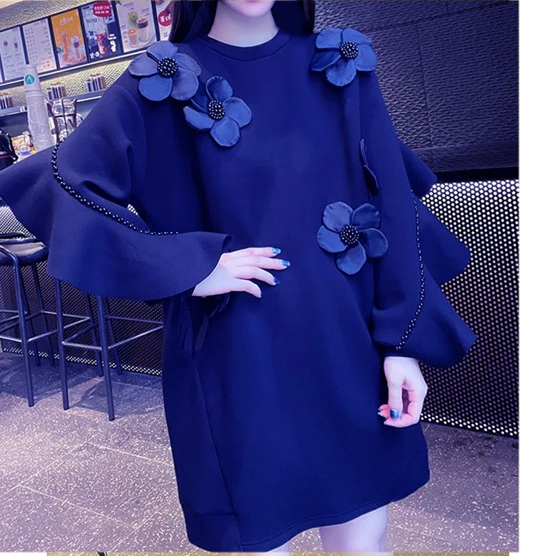

Ladies style ruffled stitching solid color loose and thin dress European station 2023 autumn women new European dress female