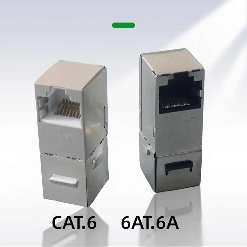 5 Ethernet LAN CAT6A ขั้วต่อแบบสี่เหลี่ยมคางหมู90องศาป้องกันการเชื่อมต่อซ็อกเก็ตปลั๊กอิน RJ45หญิงถึงหญิง CAT.6