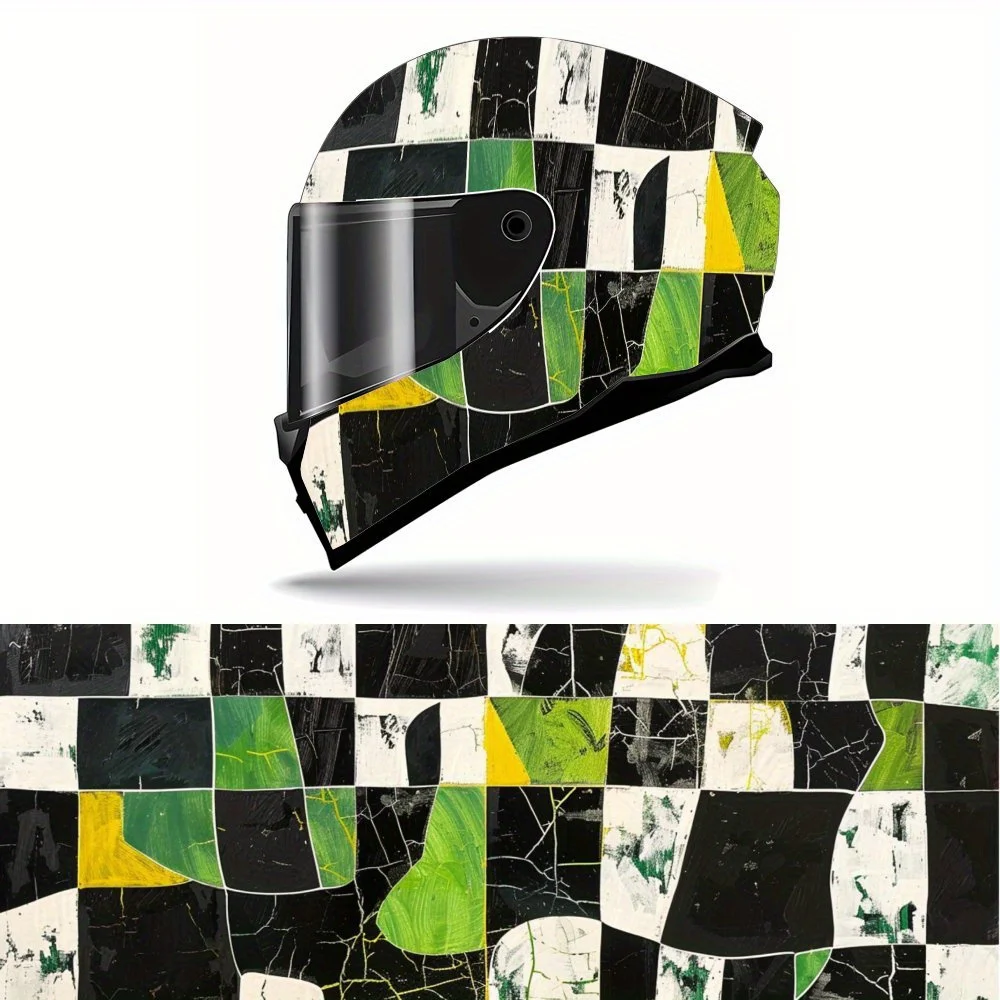 Grade geométrica irregular impressão capacete completo envoltório adesivo capacete da motocicleta corrida gráfico decalque vinil envoltório capacete d