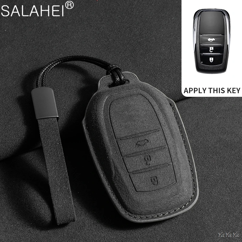 

Car Key Case For Toyota Corolla Camry RAV4 C-HR Highlander Avalon Tacoma Corolla Cross Sienna Venza Suede Leather Protect Shell