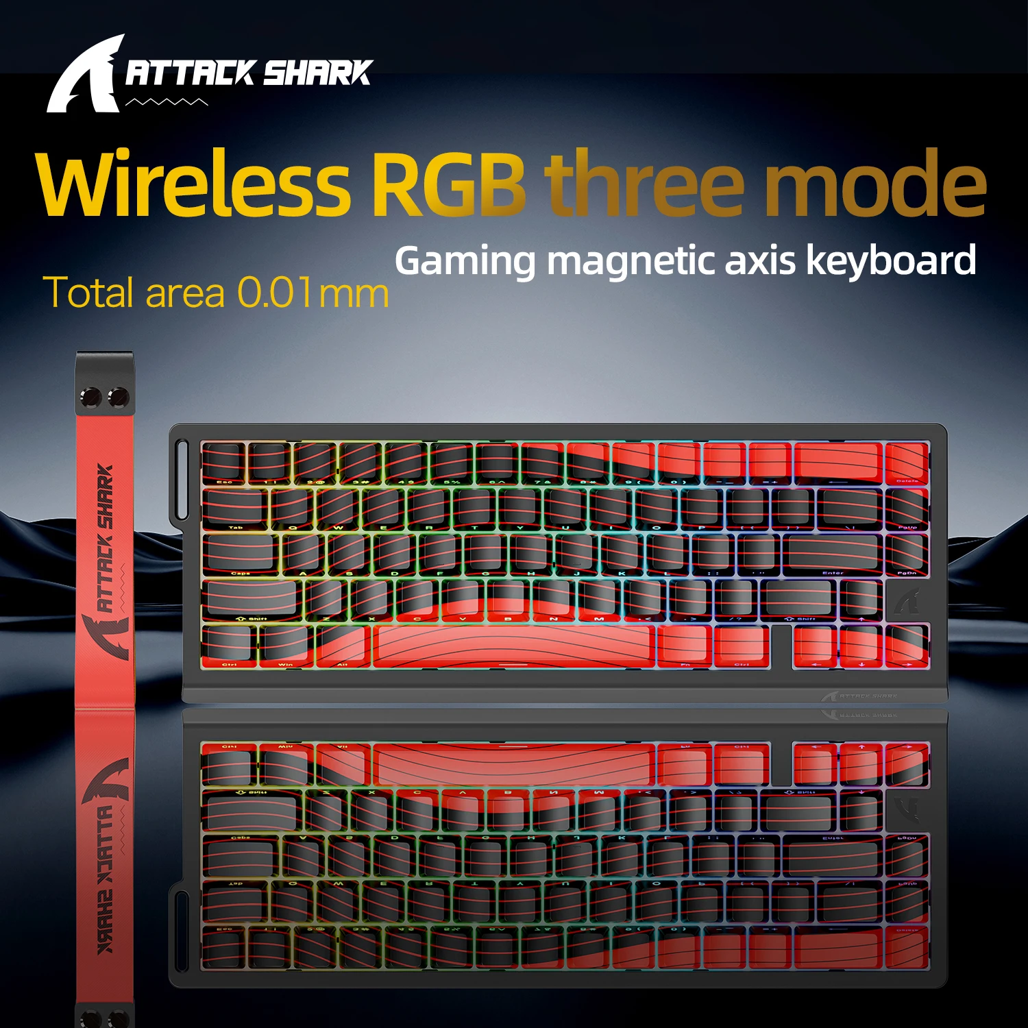 X68HE ATTACK SHARK Magnetisch gamingtoetsenbord Mechanisch Bedraad voor Pro Gaming 0,01 mm Snelle trigg 8000 Hz SOCD/Rs 0,125 ms 128K-snelheid