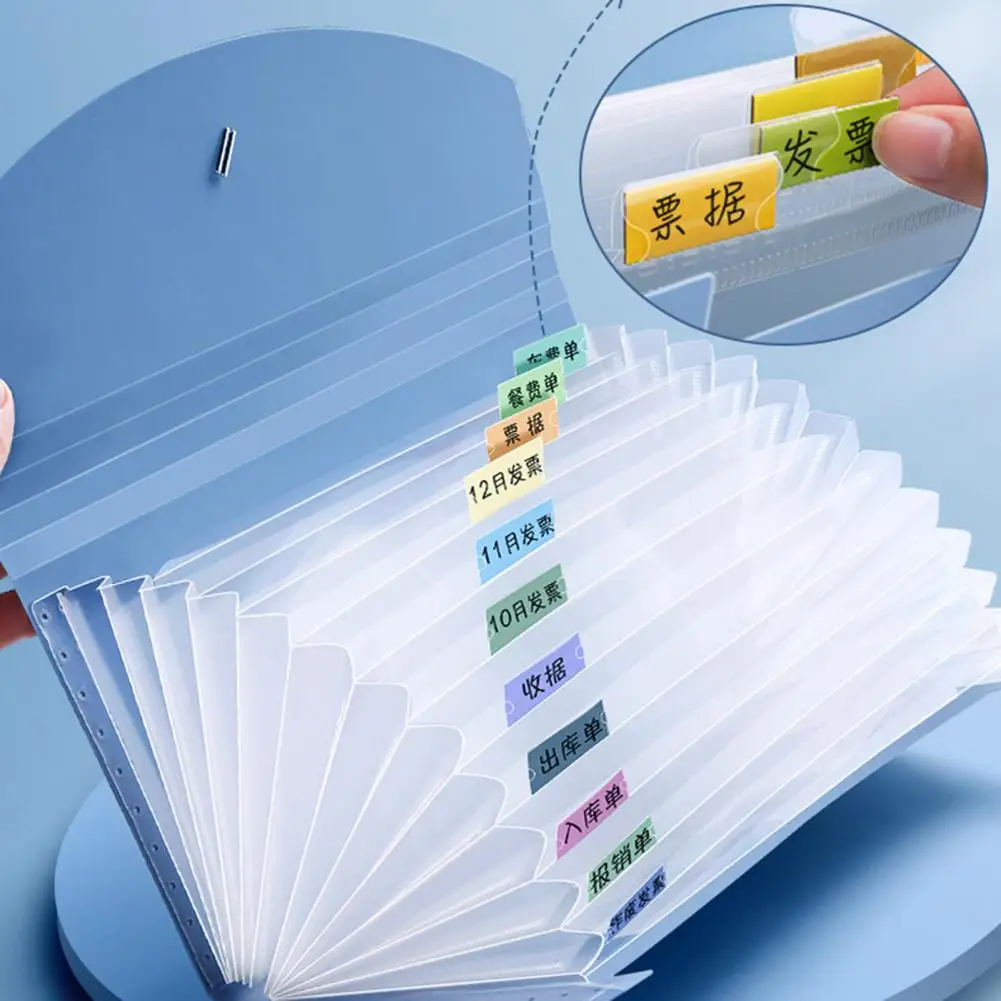 Business Receipt Storage Bag Waterproof Cash Receipt Holder Expanding File Folder Button Design Business Coupons Organizer