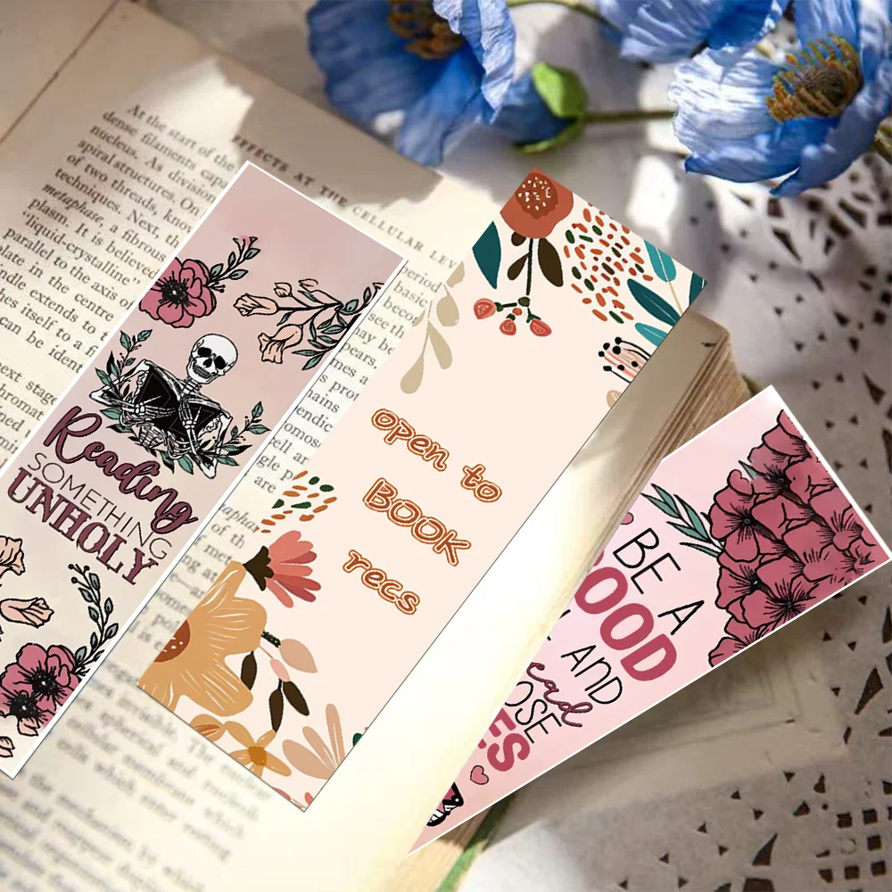 30/60PCS Reading bookmarks Simple literary pages Book annotated notebook pages Clip students creative gifts with paper cards