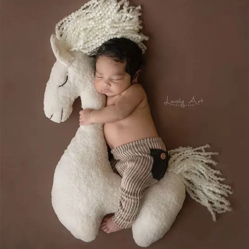 Yenidoğan fotoğraf sahne peluş midilli Unicorn bebek Posing yastık arka planında at bebek fotoğraf Mat Fotografia aksesuarları erkek kız