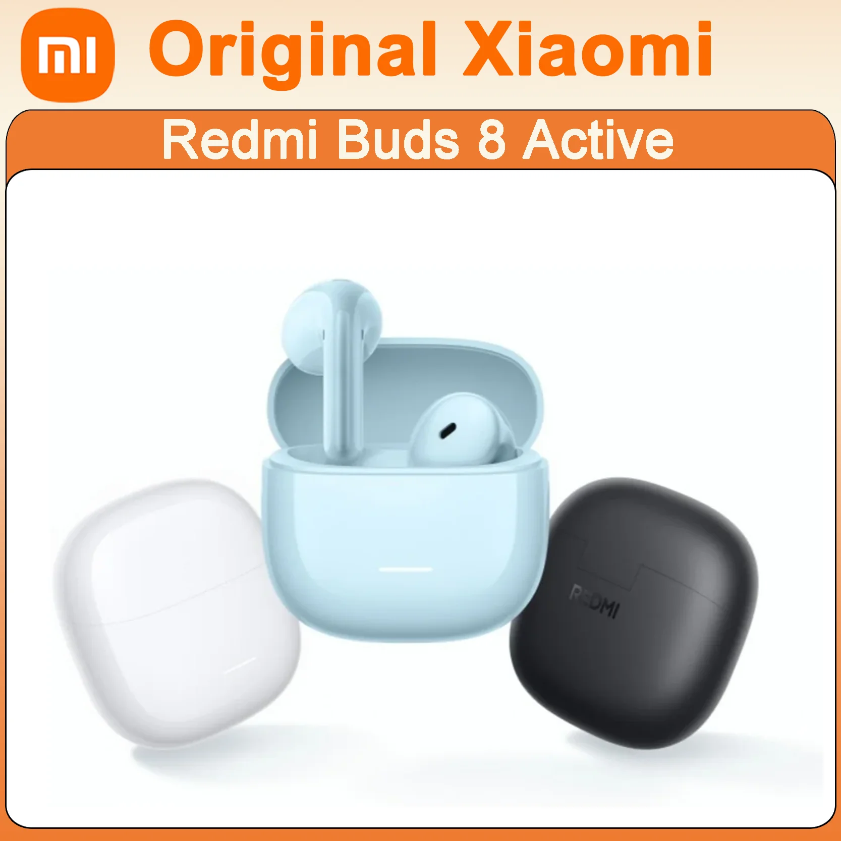 オリジナルxiaomi-redmi-buds-8-activeグローバル版aiノイズリダクション37時間バッテリー持続風ノイズキャンセリング