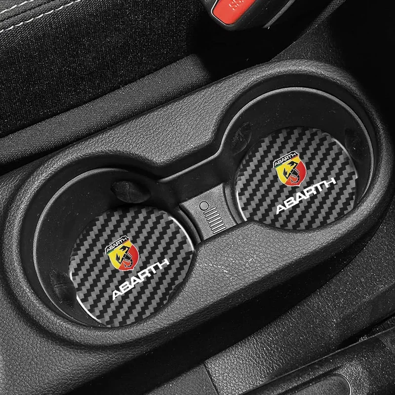 2PCS Car Water Coaster Cup Mat Bottle Holder Anti-slip Waterproof Interior For Fiat Abarth 595 Abarth 500 abarth 124 spider