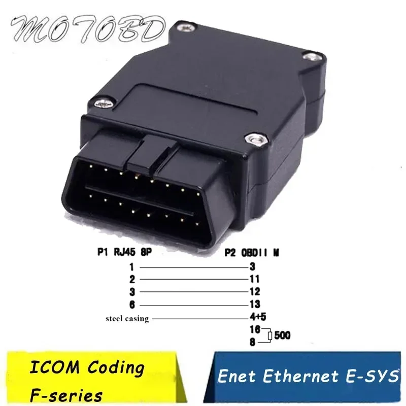 Nowa wtyczka OBD2 Enet dla BMW serii 1-7 OBD2 16PIN męski interfejs Enet Ethernet do ICOM kodowanie gniazdo interfejsu f-series