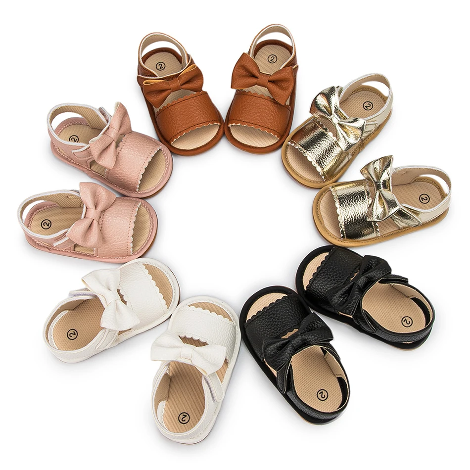 Adorable Bow-Decorated Breathable Summer Baby First Walkers Breathable Baby Shoes Home Wear Comfortable Baby Sandals