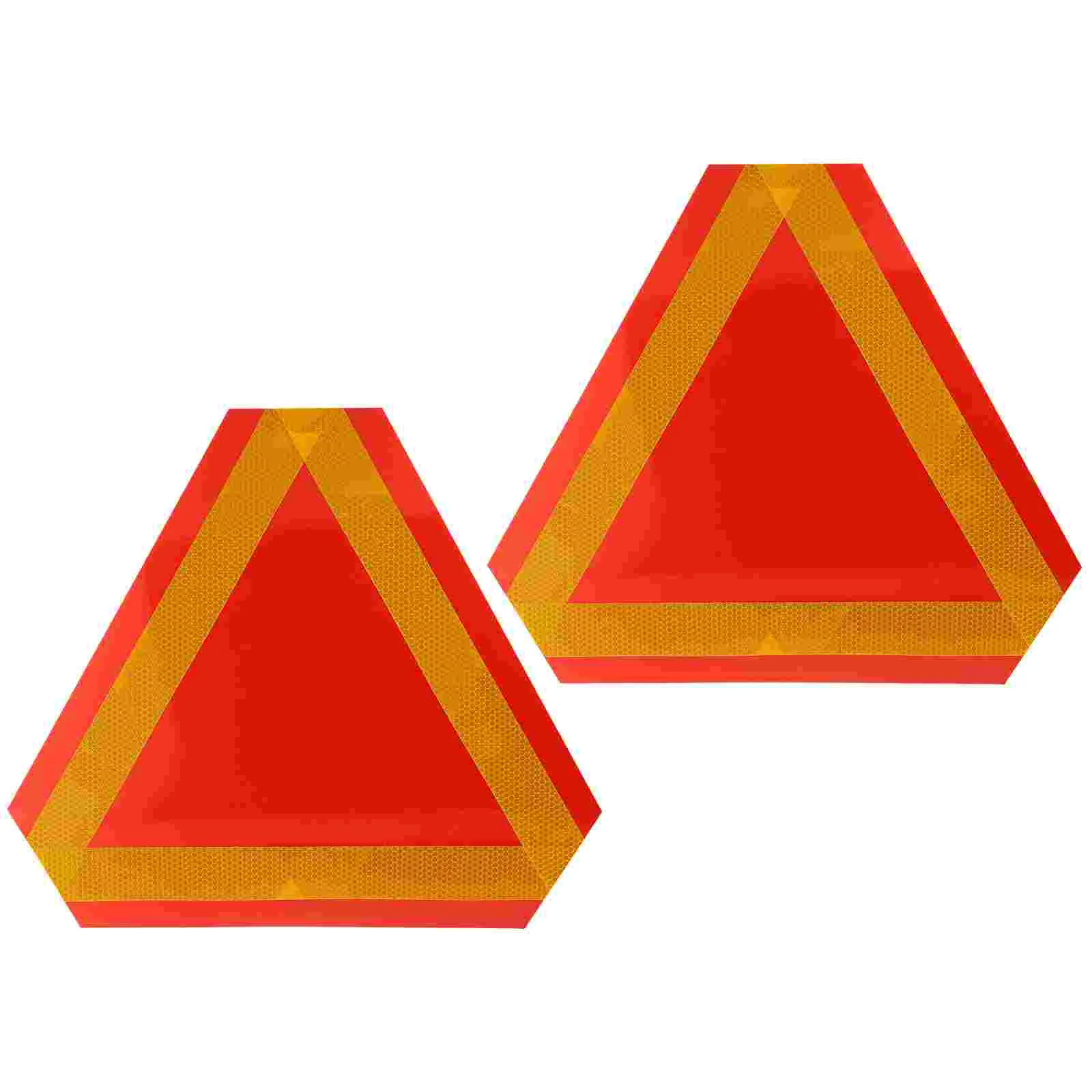 2 Pcs Emblems Vehicle Reflective Tailgate Warning Tape Triangle Strip Slow Moving Car Sign Strips