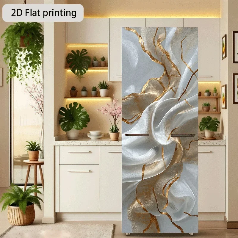 Refrigerator Sticker Golden Pattern Dance Theme Design, Self-Adhesive Wall Decal Wallpaper, Suitable for Cabinets and Wardrobe