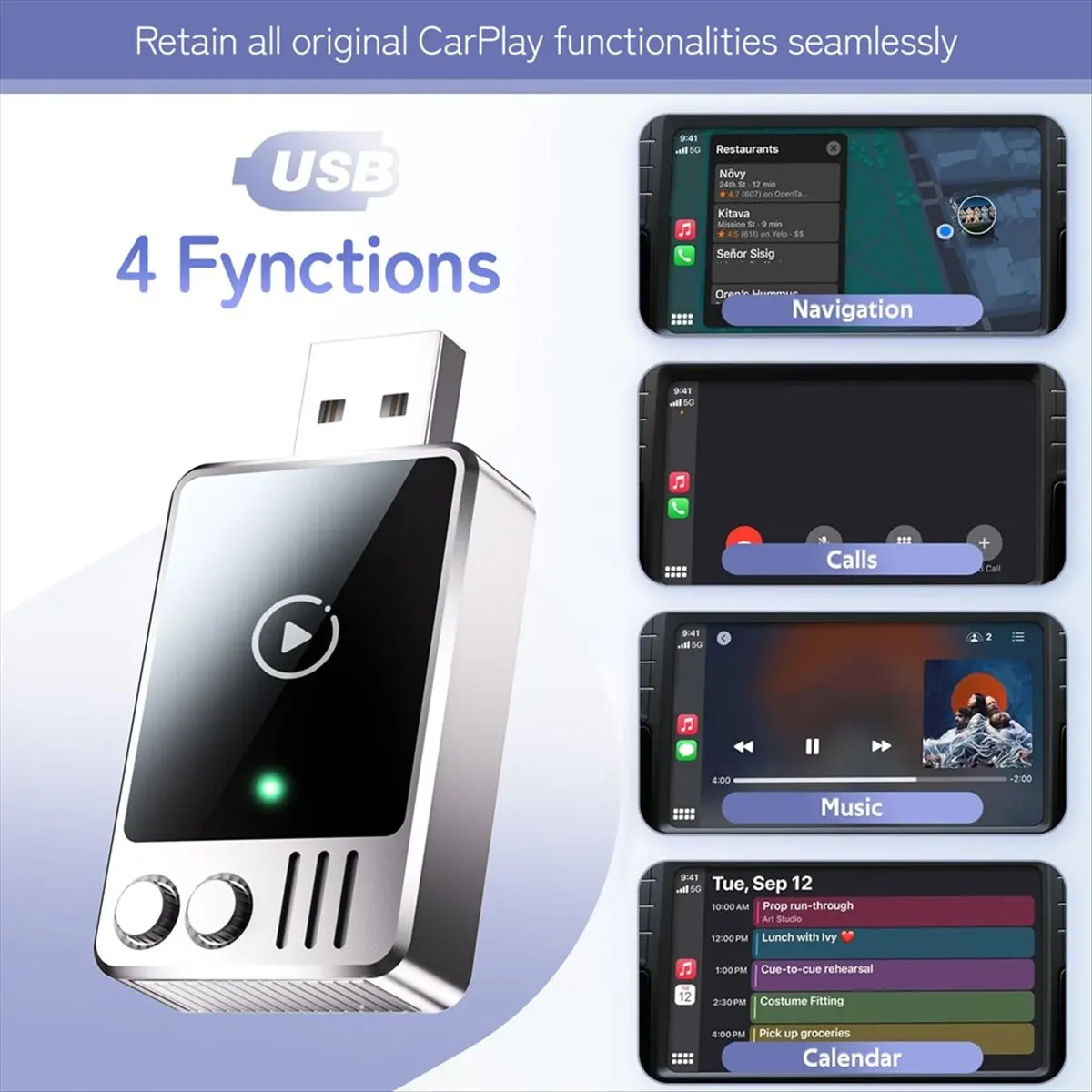 2 in 1 Wireless Carplay Adapter for Android Auto & CarPlay Adapter Smart Car Interconnection AI Box Wireless Car Adapter