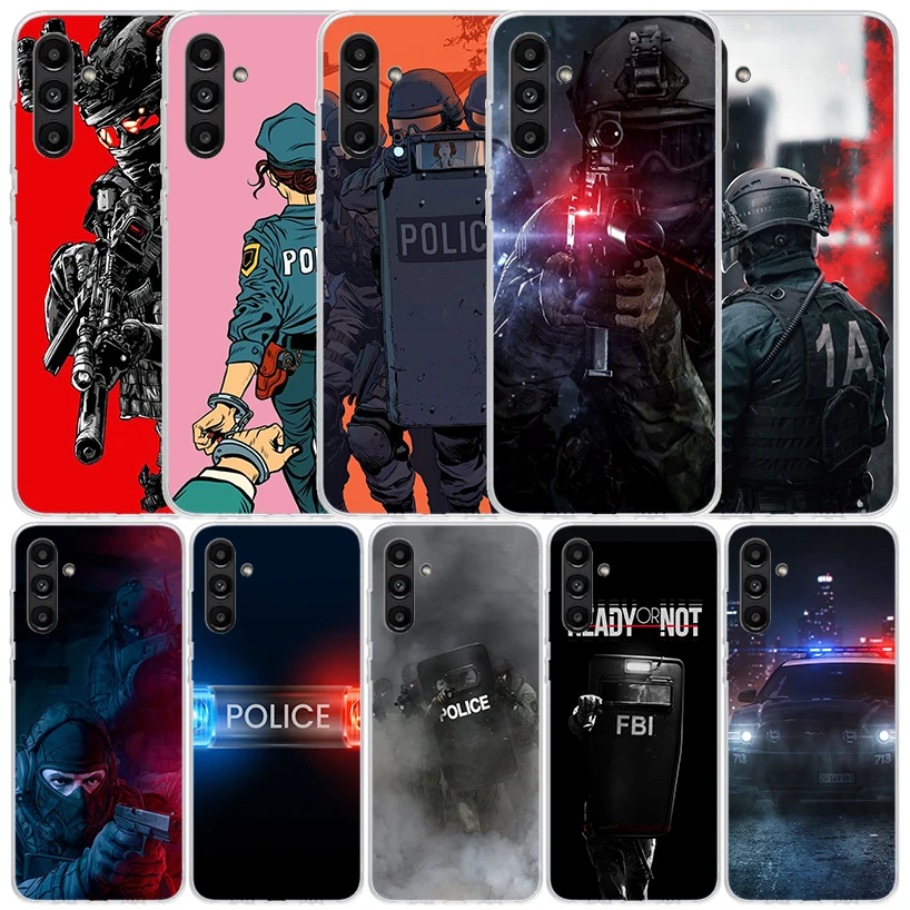 Police SWAT FBI Phone Case For Samsung Galaxy A15 A14 A13 A12 A55 A54 A53 A52 A35 A34 A33 A32 A25 A24 A23 A22 A04S A03S A02S