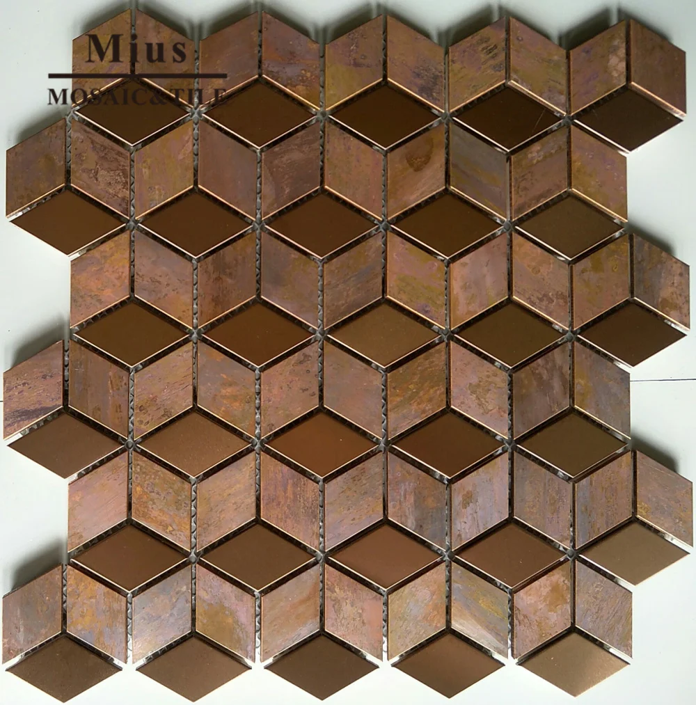 

Copper mosaic rhombus bathroom tile design