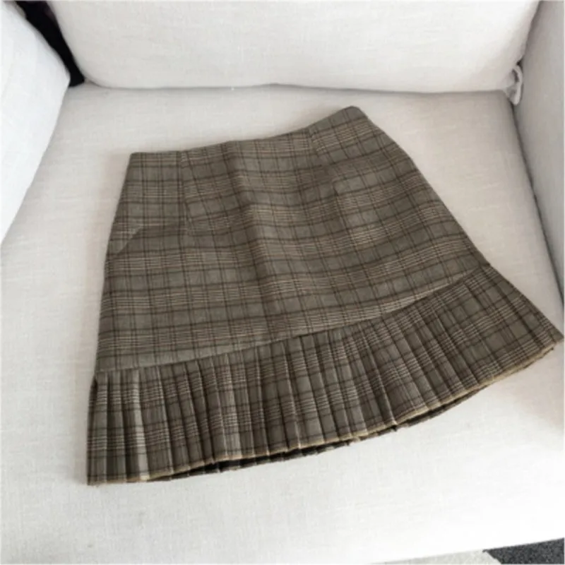 Jupe courte à carreaux pour femmes, best-seller d'été |   Style coréen Ins mille oiseaux vérifier une coupe amincissante taille haute |   C