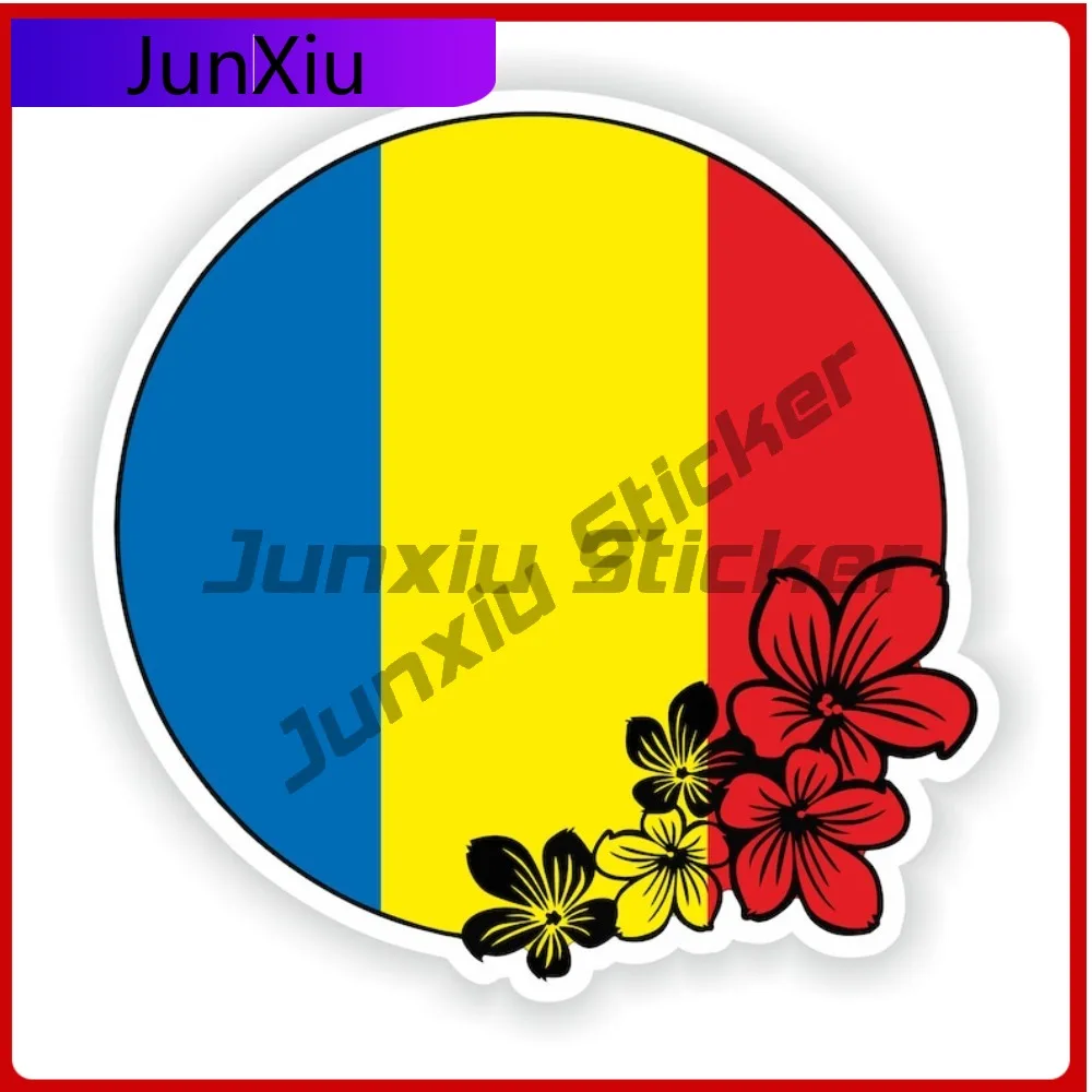

Romania Round Stylish Truck Fade Resistant Sticker Accessory Scratch Emblem Flower Vinyl Waterproof National Art Stylish Car