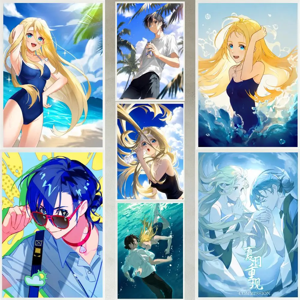 anime Summer Time Rendering Poster Poster HD Waterproof Self-adhesive Art Print Wall Decor for Bedroom Living Room Gift