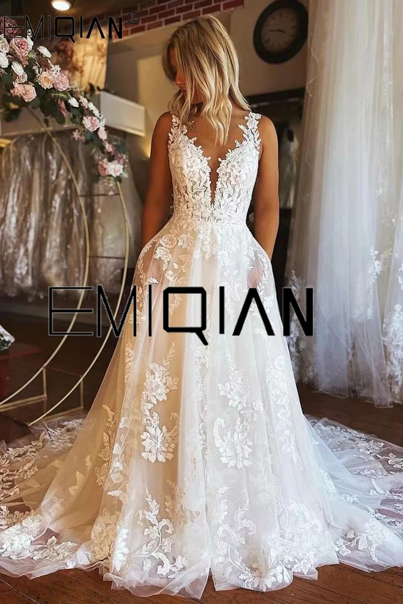 Robe de Soirée de Mariage Romantique en Dentelle pour Femme, Tenue de Patients Blanche, Style Boho, Dos aux, Longueur au Sol