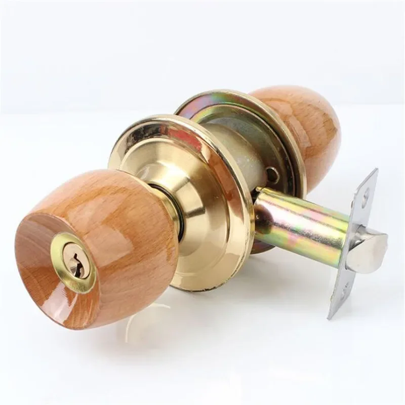 Juego de cerradura de puerta interna madera y Metal, perillas puerta bola redonda, manija con llave para dormitorio 1 juego