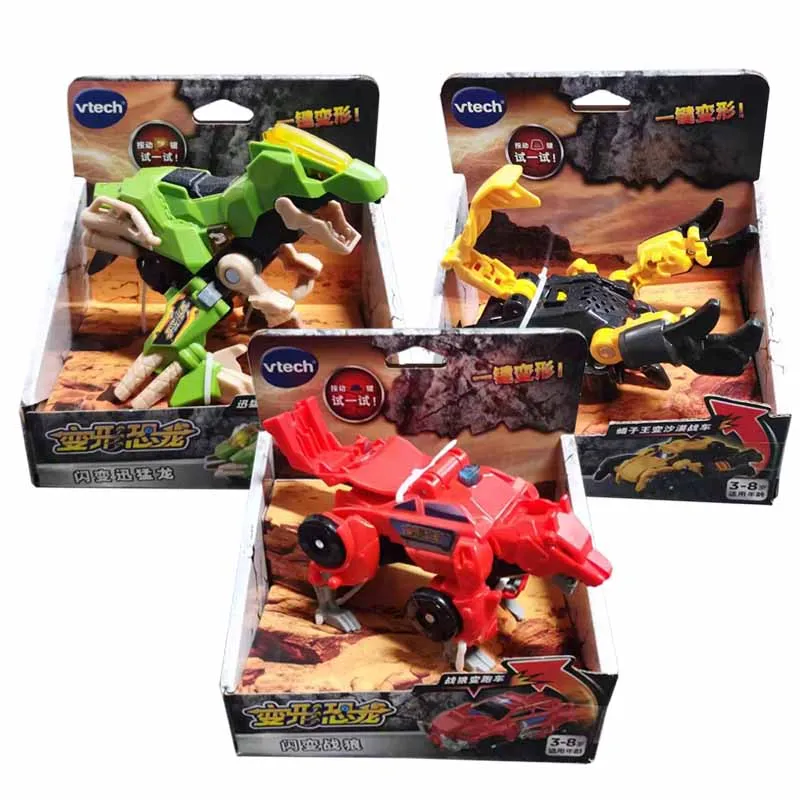 Vtech Dinossauro de Transformação Rápida com Som e Luz, Brinquedo Infantil com Um Botão para Mudar, Presente para Meninos de 3 a 6 Anos, Bonecos de Animais Terrestres