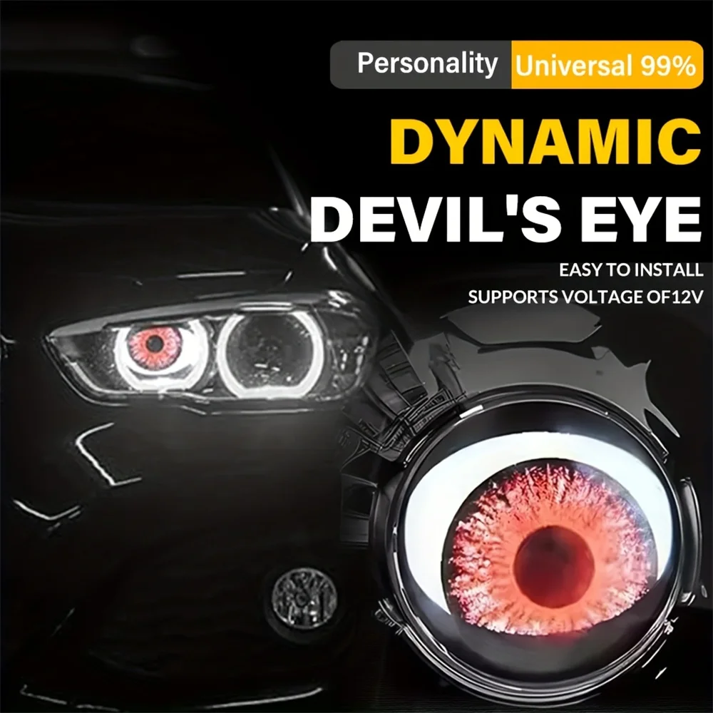  6-Mode Led Dynamic Devil Eye Adjustable Devil Eye Light With Lens for RV Car Atmosphere Lighting Kit Cool Car Decoration 12V
