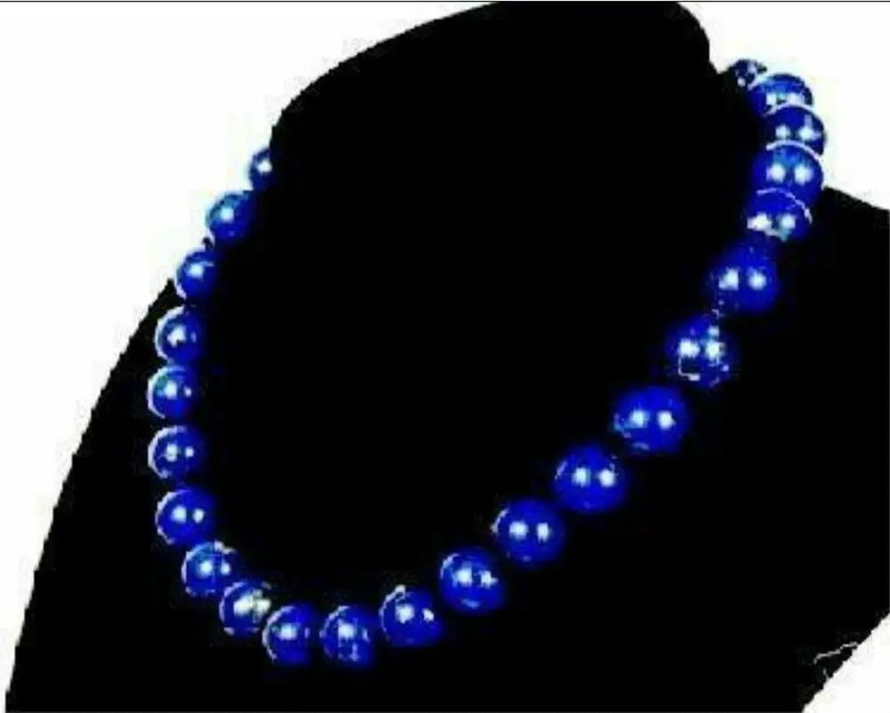 

Natural 10mm Blue Egyptian Lapis Lazuli Round Gemstone Beads Necklace 18" AAA+