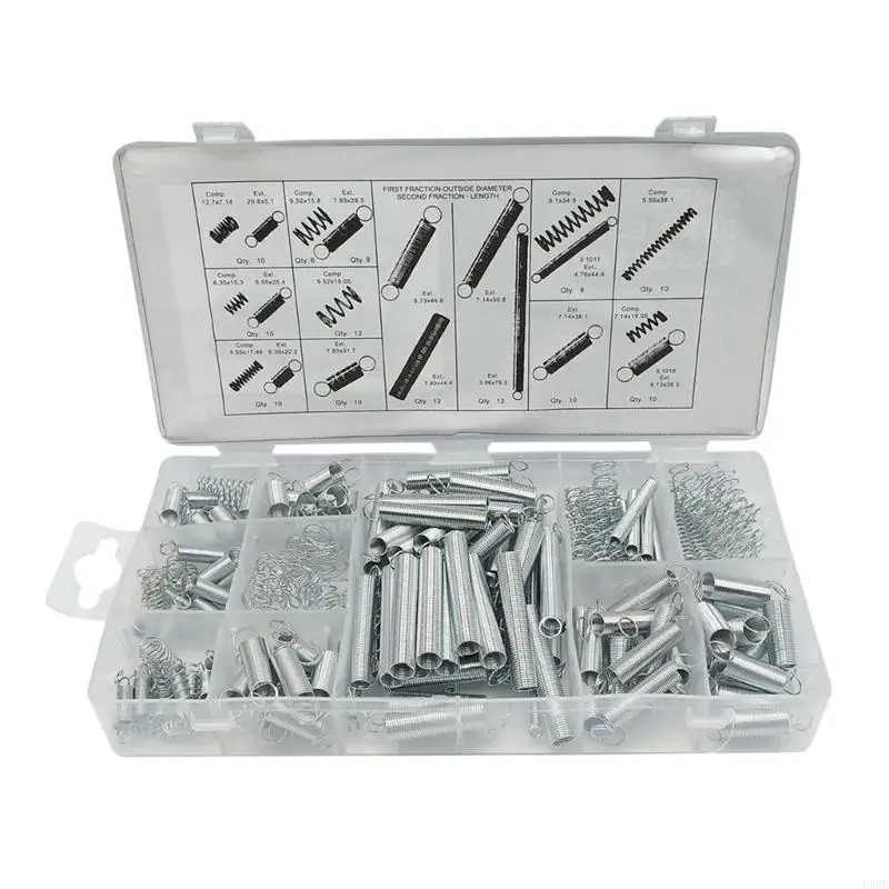 

R53F Comprehensive 200pcs Spring set Steel Spring with Multiple Lengths & Diameters Mechanical Spring Part for Various Uses