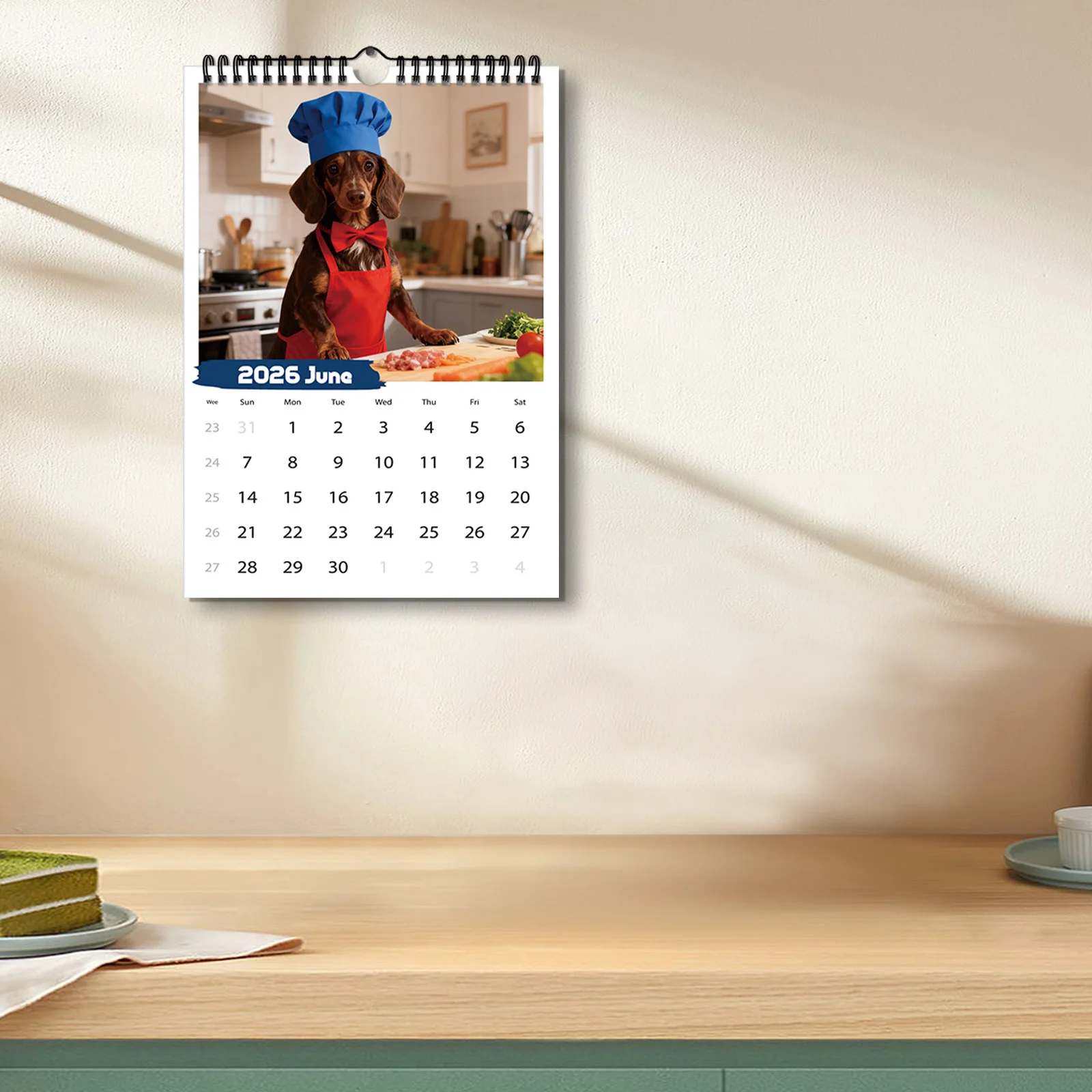 Calendrier sur le thème du teckel 2026, adapté au contrôle des dates, décoration de la maison, parfait pour les amoureux des chiens, un cadeau créatif, 1 pièce