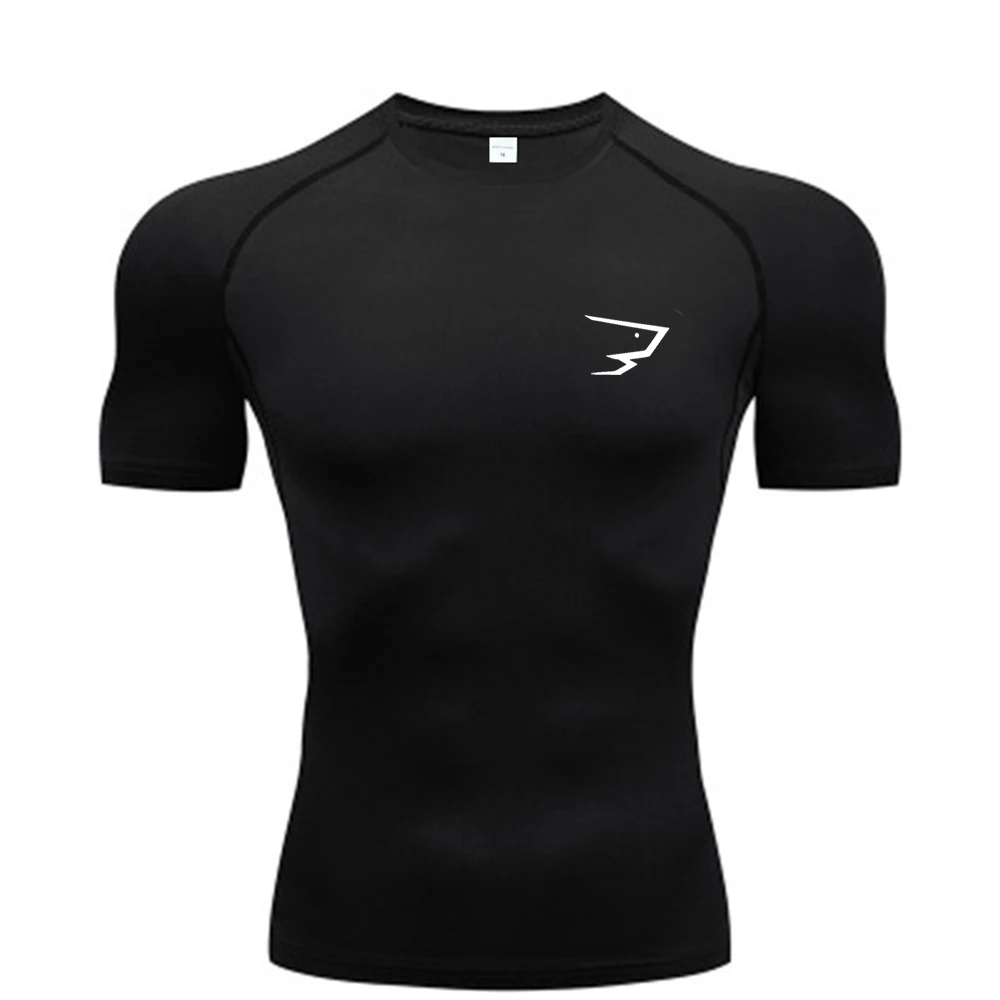 

Мужская компрессионная футболка для бега с коротким рукавом, спортивная майка для фитнеса и тренажерного зала, спортивная рубашка для джоггинга, топ для занятий спортом