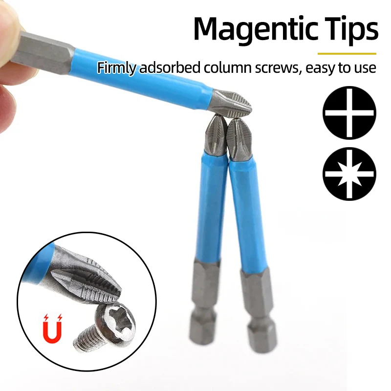 Cross Head Anti Non-slip Screwdriver Bits Phillips Drill Driver Magnetic 1/4\