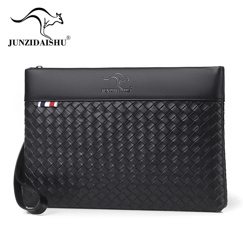 Fashion Knitting Style Soft PU Leather Men Clutch Bag Luxury Male Money Handbag High Quality Business Men Cardholder Case