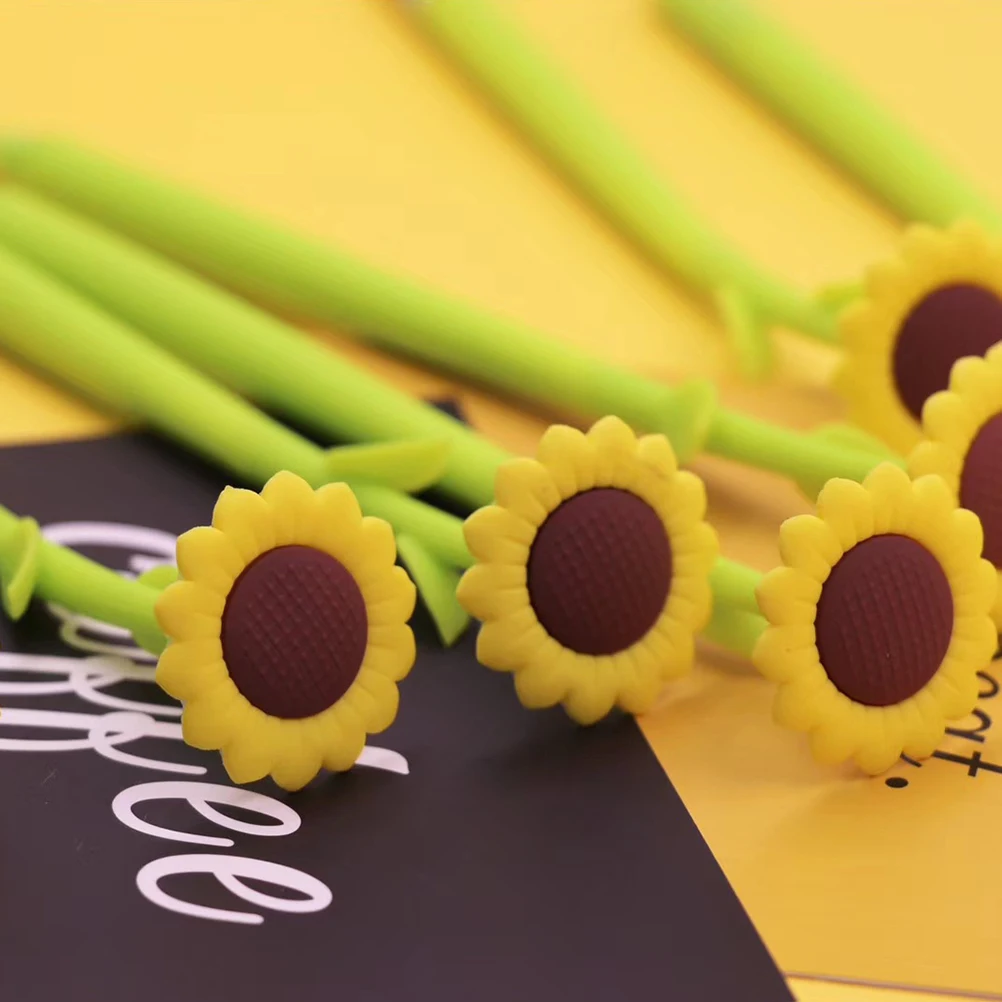 

2Pcs 0.5mm Cartoon Sunflower Shaped Writting Pen Adorable Gel Pens Student Writing Tools School Supllies(Green)