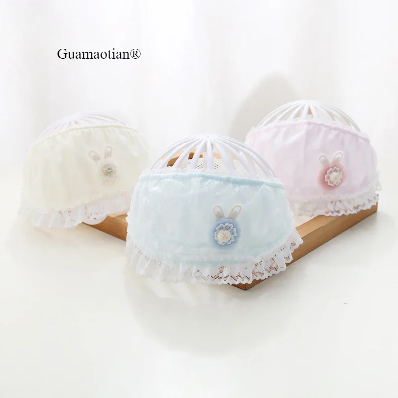 3 Colors Summer Floral Baby Hat Newborn Girls Empty Top Headwear Cap Infant Fontanelle Protection Hat with Lace 3-18M