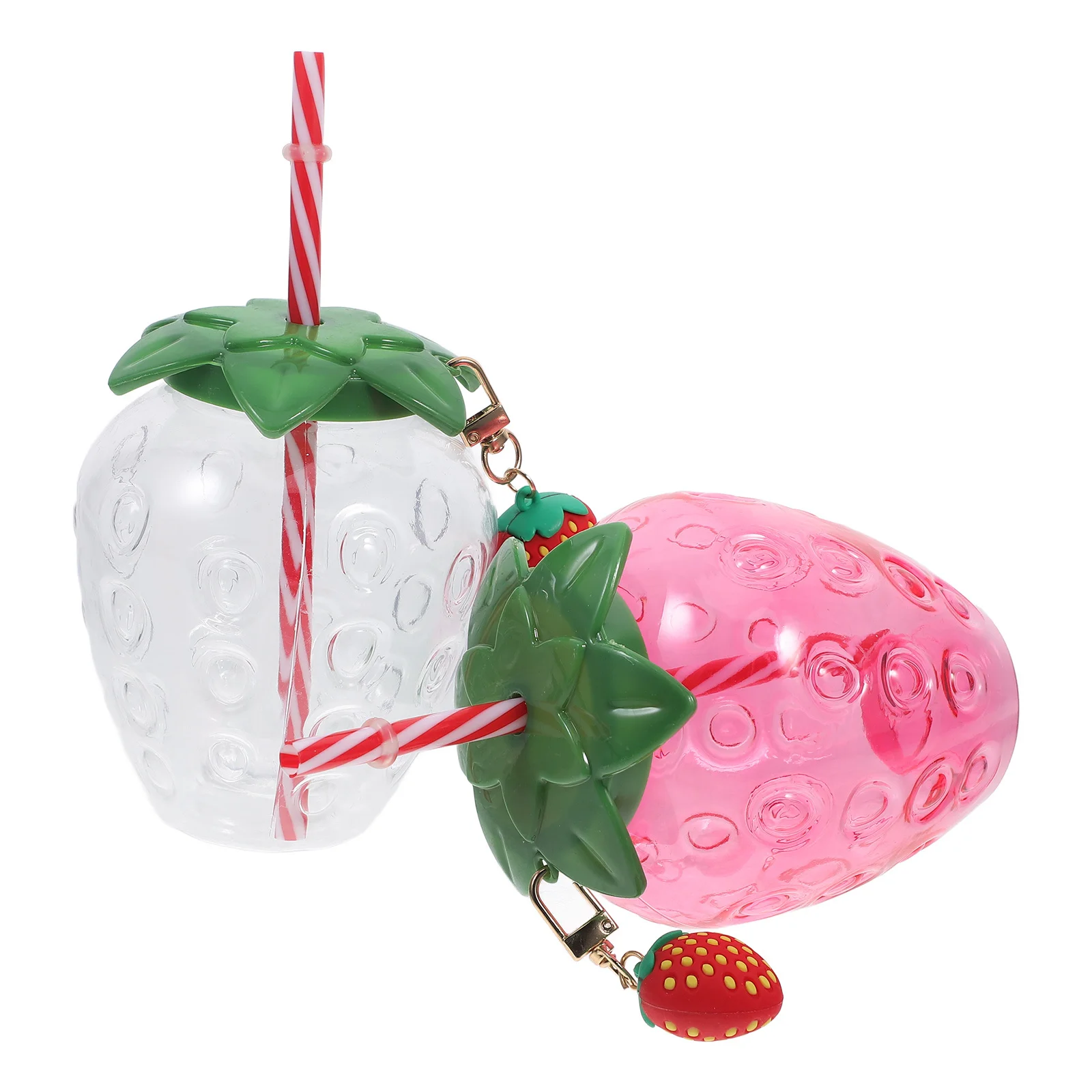 

2Pcs Strawberry Straw Cup Cute Strawberry Shaped Design Portable Lightweight Water Cup for Tea Juice Milk