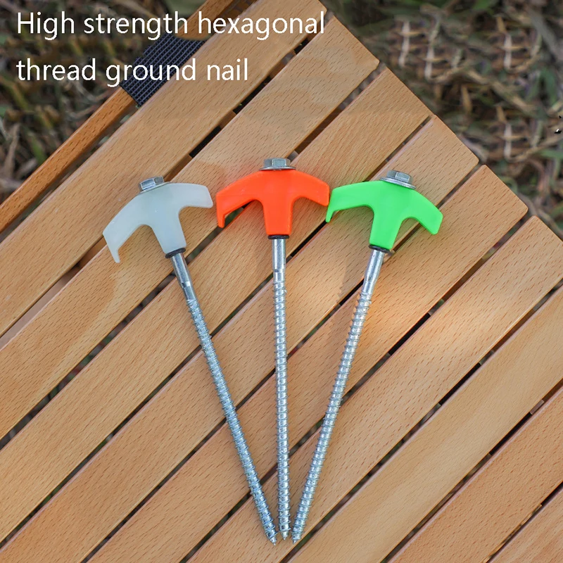 

4Pcs Screw Anchor Tent Stakes 20CM Carbon Steel Tent Pegs Spike Hook Camping Tent Nail Spiral Screw With Hex Socket Stakes