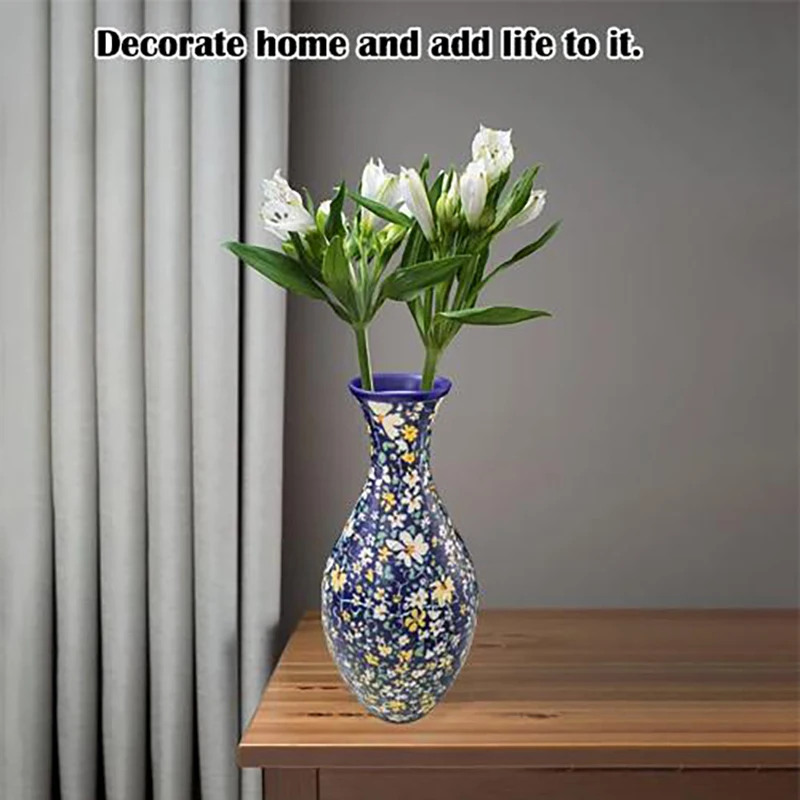 Porcelain 3D Puzzle Flower Vase para Crianças, Montagem DIY, Brinquedo Educativo, Arranjo, Decoração de Casa, Aquecimento, Presente de Festa