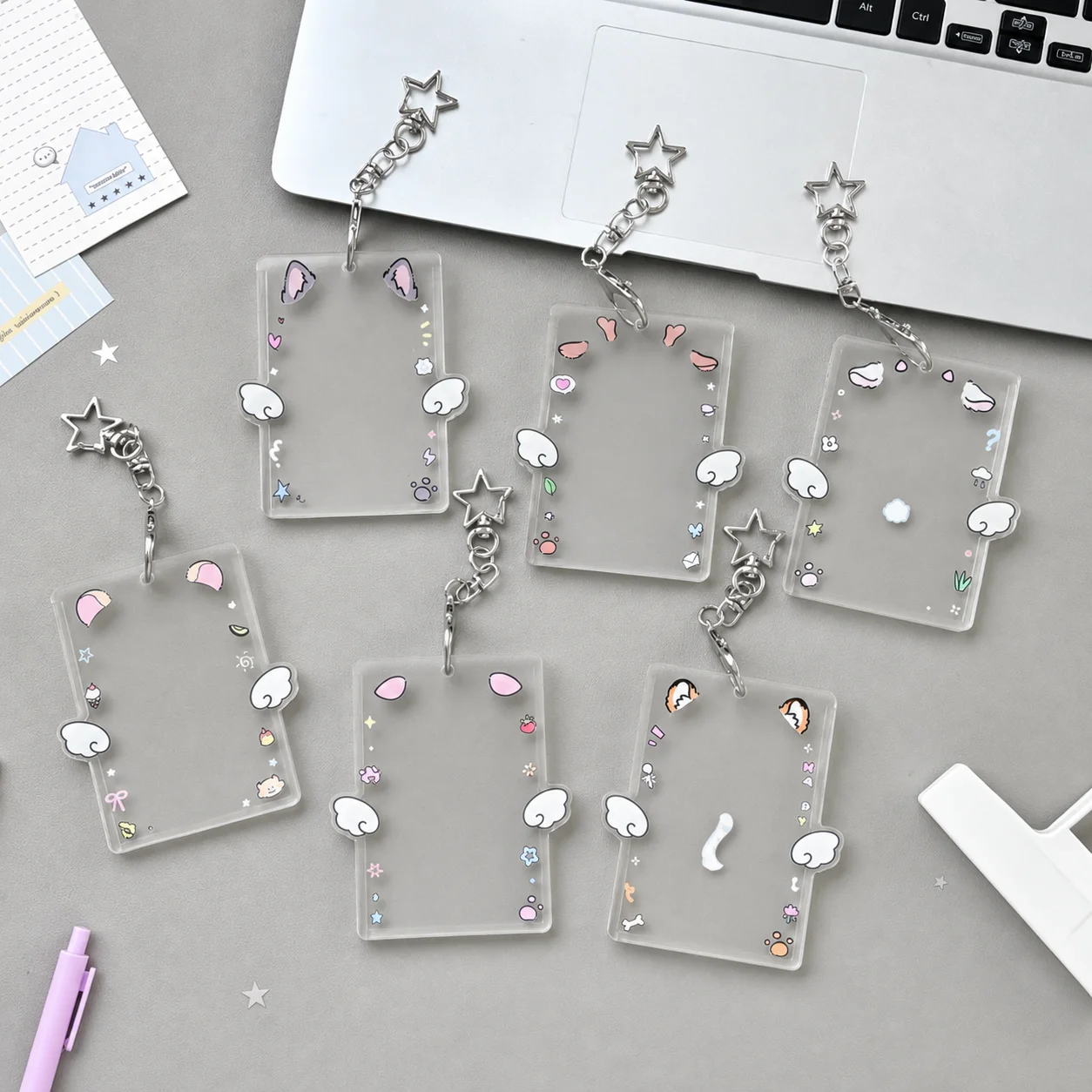 Transparent Card Holder Lovely Animal Ear Card Holder Hard Id Card Holder Original For Bag Decoration Student Ids